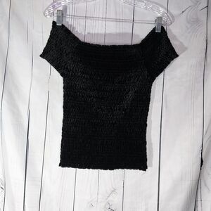 Aeropostale Off-Shoulder Babydoll  90's Whimisgoth Velour Cropped Top